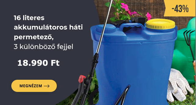 16 literes akkumulátoros háti permetező 3 szórófejjel csak 18.990 Ft